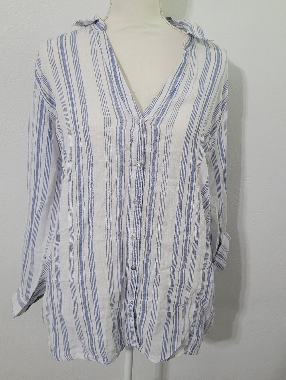 NWT Jones & Co. Linen Coastal Buttondown Shirt Size XL Natural Fiber - Picture 1 of 3